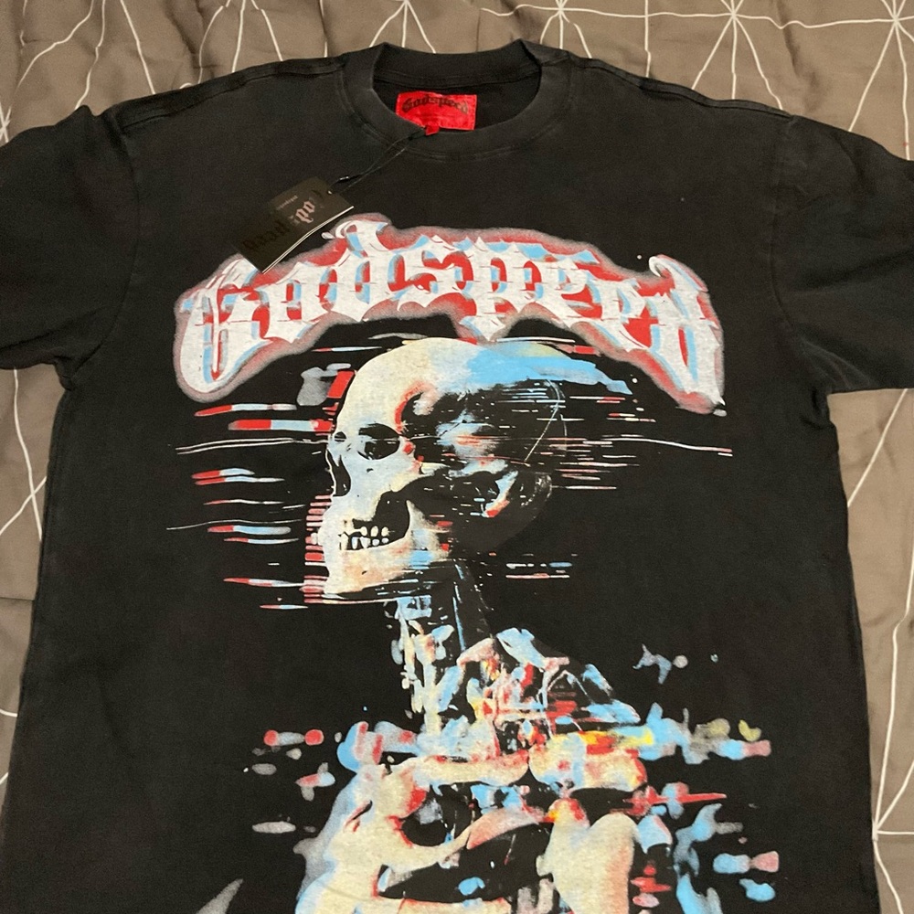 Godspeed Skeleton pattern graphic T shirt #1027